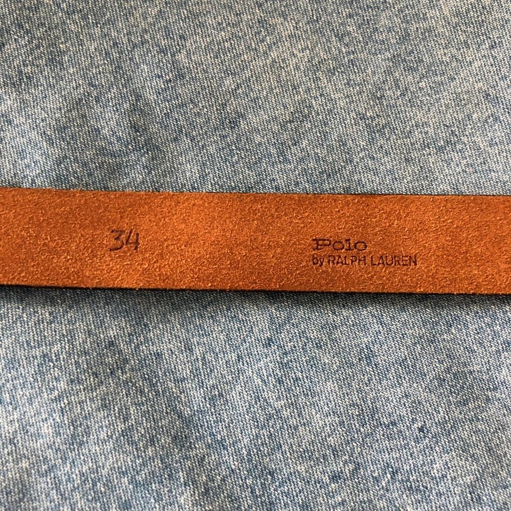 POLO Ralph Lauren Vintage Brass Logo Buckle Belt - Picture 9 of 10